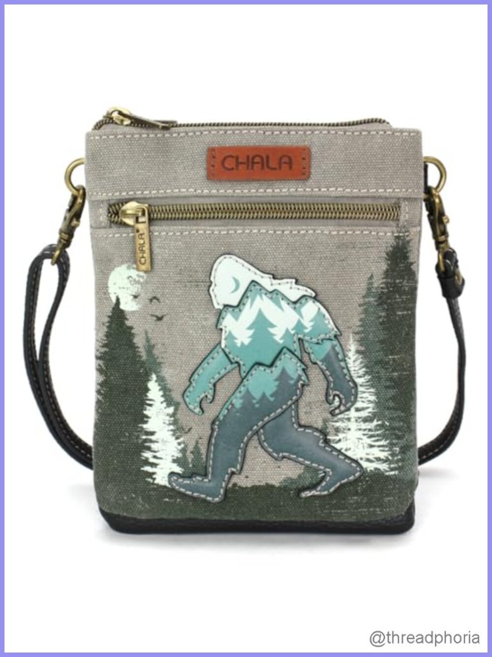 CHALA Double Pocket Xbody Women RFID Protected Canvas Crossody Purse with